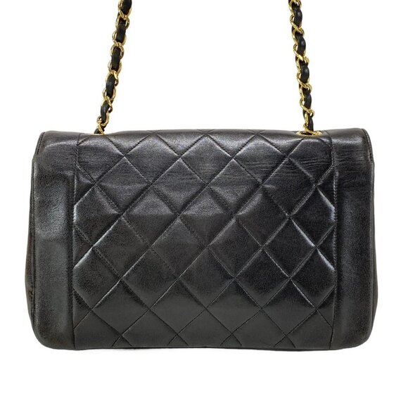 Auth CHANEL Diana Flap Matelasse A01165 Black Lambskin Shoulder Bag - Picture 2 of 16